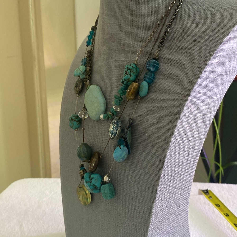 Multi-strand Turquoise and Beaded necklace.